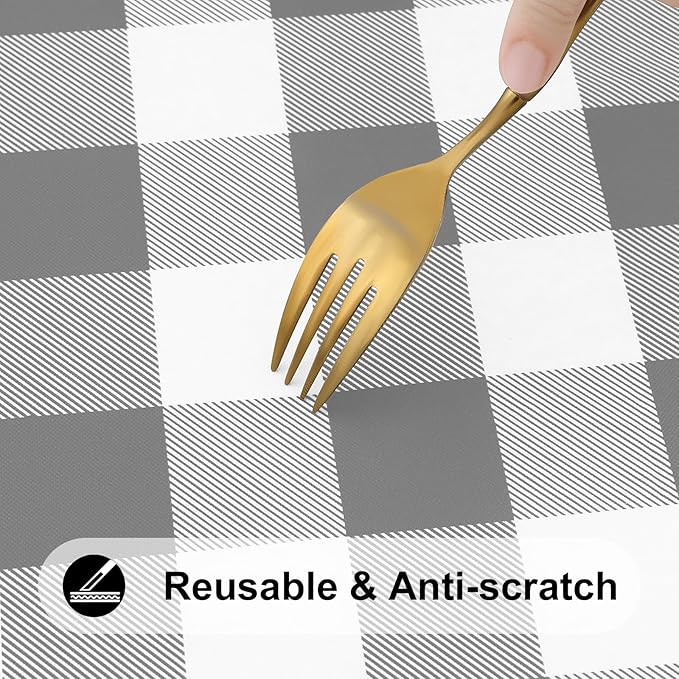Smiry Rectangle Picnic Table Cloth, Elastic Waterproof Fitted Vinyl Tablecloths - Image 7