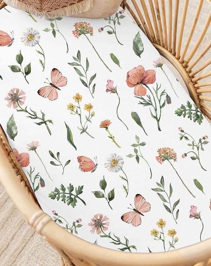 Bassinet Sheets for Baby Girls Boys 2 Pack, Fitted Baby Mattress Sheet for - Image 8