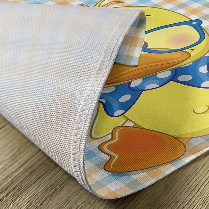 Ambesonne Cartoon Place Mats Set of 4, Hipster Boho Duck Dotted Bow Cool Free - Image 5