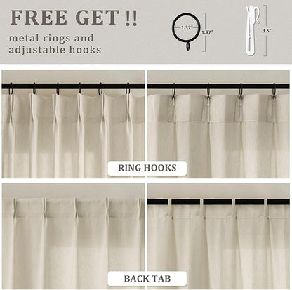 Oatmeal Linen Curtains 102 Inches Long Pinch Pleat Draps - Image 3