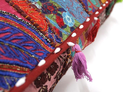 CRAFT KALA Indian Square Patchwork Traditional Pouf Cover Indian Living Room - Image 8
