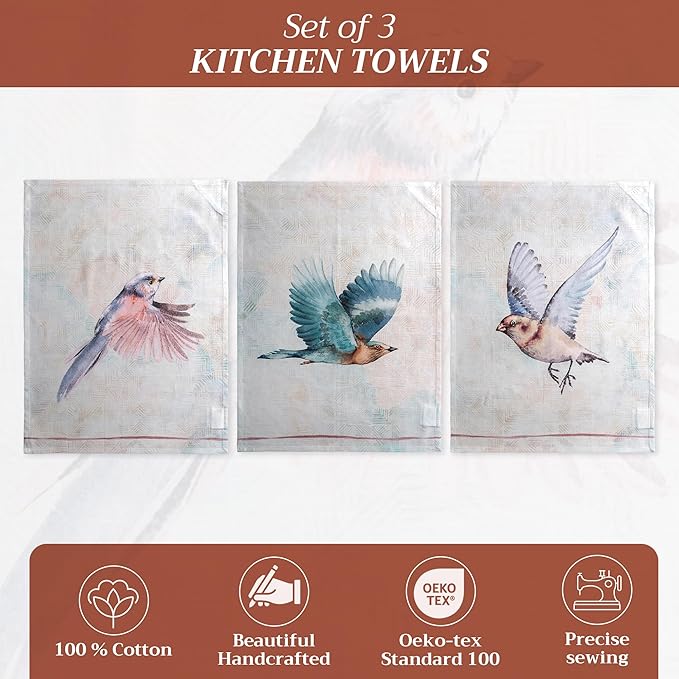 Maison d' Hermine Kitchen Towels Set of 3 100% Cotton 27.50" x 20" Reusable - Image 2