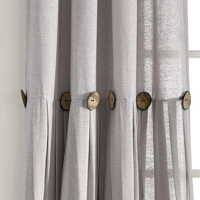Lush Decor Linen Button Window Curtain Panel, Bedroom & Dining Room - Image 3