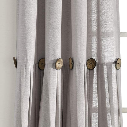 Lush Decor Linen Button Window Curtain Panel, Bedroom & Dining Room - Image 3