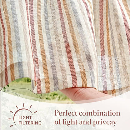 jinchan Valance Curtain Linen Textured Christmas Striped Window Curtain - Image 7