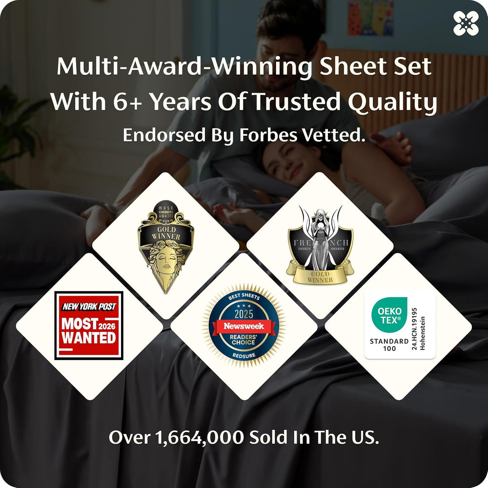 Bedsure PureWoven 100% Rayon Derived from Bamboo, Queen Sheets, 4 Pieces