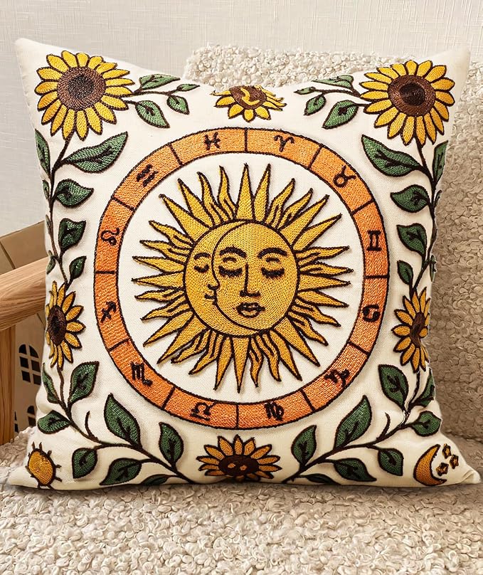Embroidered Throw Pillow Covers 18x18 Inch by Kokaaee