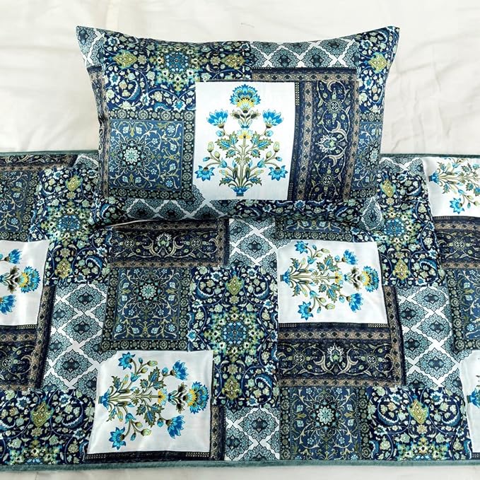 The HomeCentric King/Queen/Twin Blue Designer Queen 74"x18" Bed Runner - Image 5