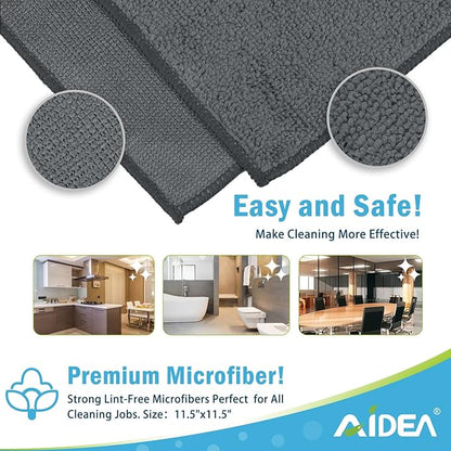 AIDEA Microfiber Cleaning Cloth Grey 50PK, Microfiber Towels - Image 7