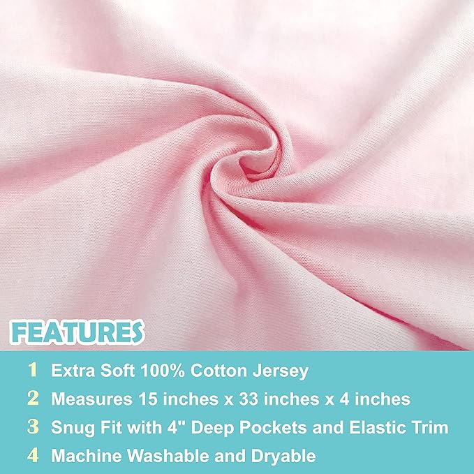 American Baby Company 15" x 33" Fitted Bassinet Sheet, 100% Natural Cotton - Image 3