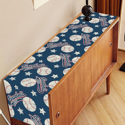 Baseball Table Runner, Seasonal Baseball Sports Themed Birthday Party Decor - Image 3