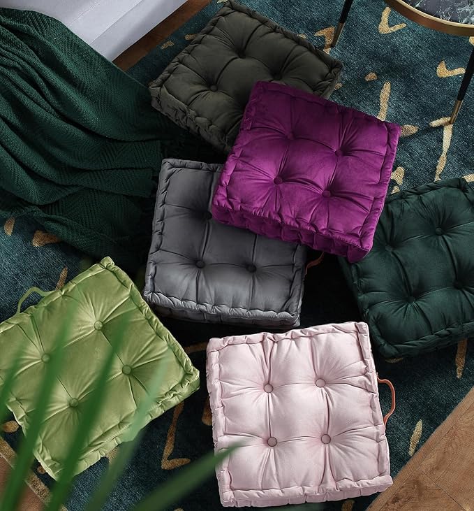 vctops Square Solid Color Velvet Seat Cushion - Image 4