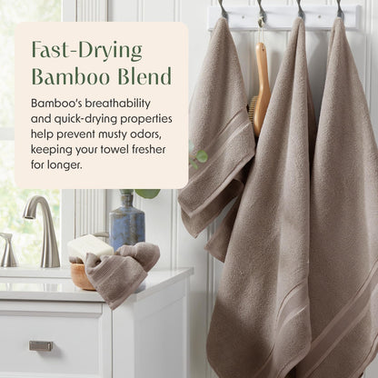 springtree home luxury bamboo rayon bath towel set, side view