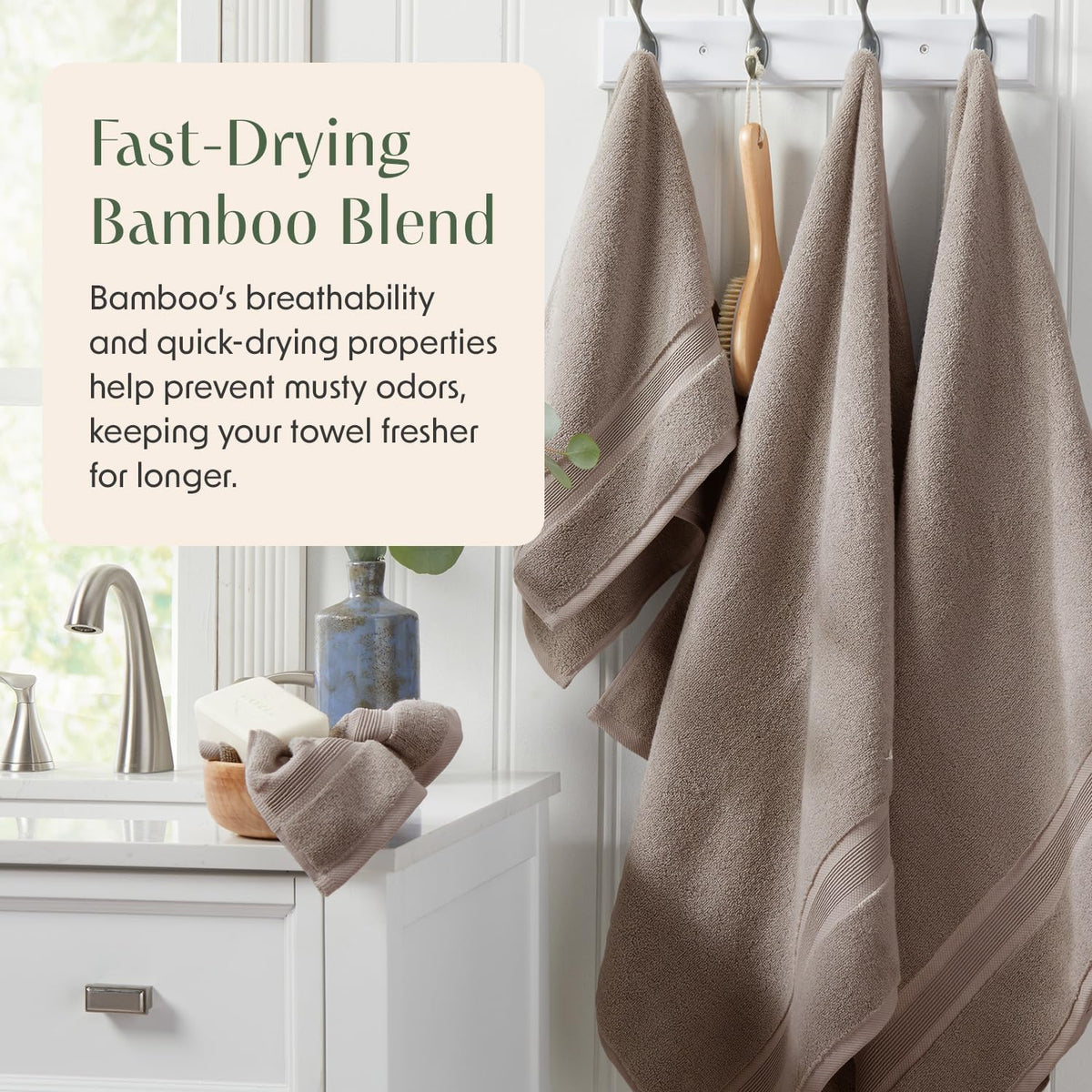 springtree home luxury bamboo rayon plush bath towel, side view