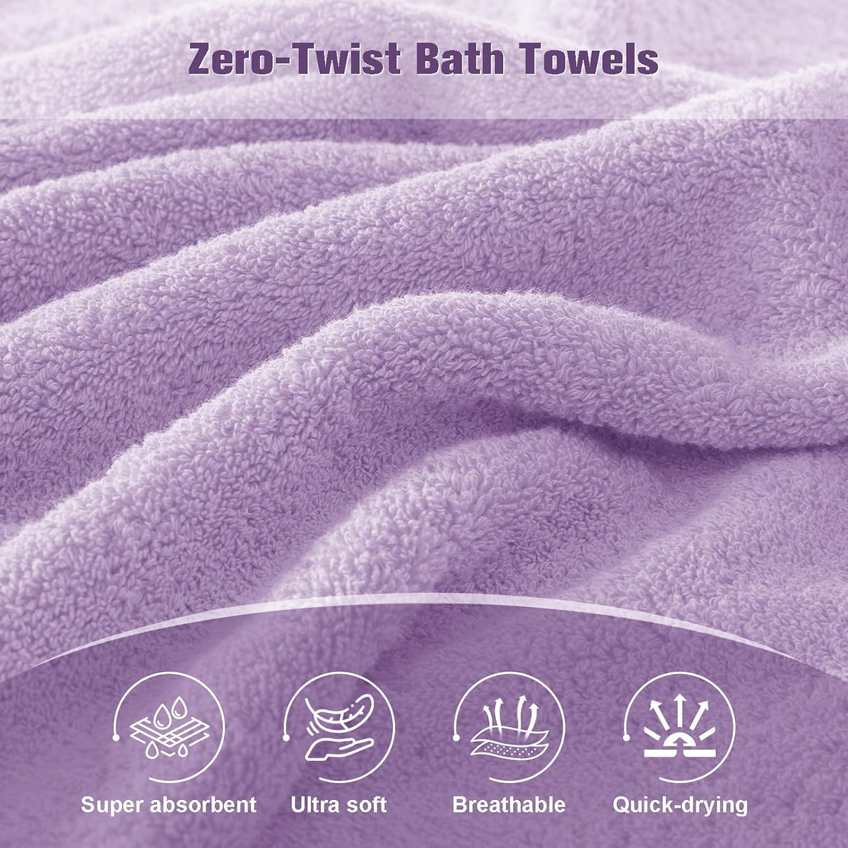 cozyart bath towel set 6 pcs, luxury lavender, package contents