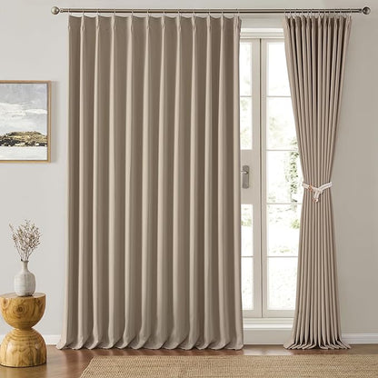 KEQIAOSUOCAI Extra Wide Pinch Pleated Blackout Living Room Curtains 102 Inches by KEQIAOSUOCAI