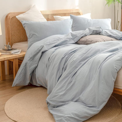 bestouch cotton solid duvet cover set linen feel showing dimensions
