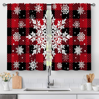 Christmas Snowflake Kitchen Curtains by Aimego