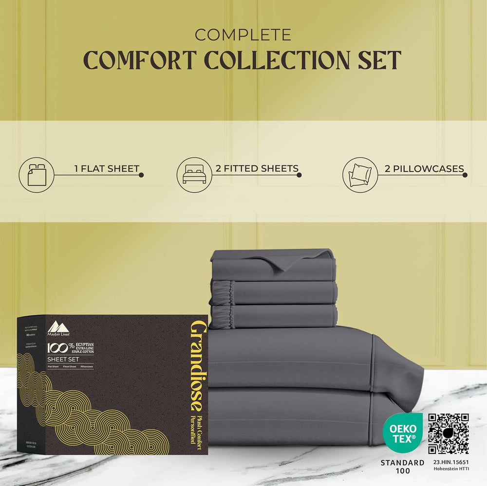 Mayfair Linen 100% Egyptian Cotton Split King Sheet Sets for Adjustable Bed -...