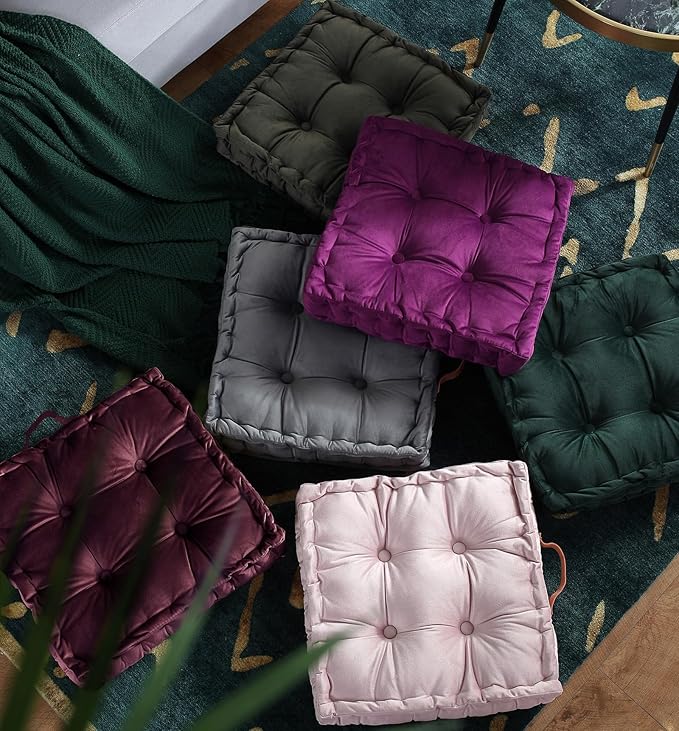 vctops Christmas Square Solid Color Velvet Seat Cushion - Image 4
