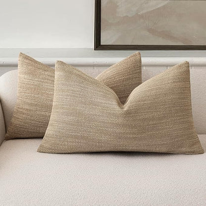 Foindtower Set of 2 Decorative Textured Burlap Linen Throw Pillow Covers by Foindtower