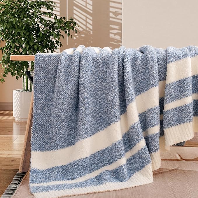 NEXHOME PRO Stripe Cozy Blanket, Knit Fuzzy Throw Blanket - Image 5