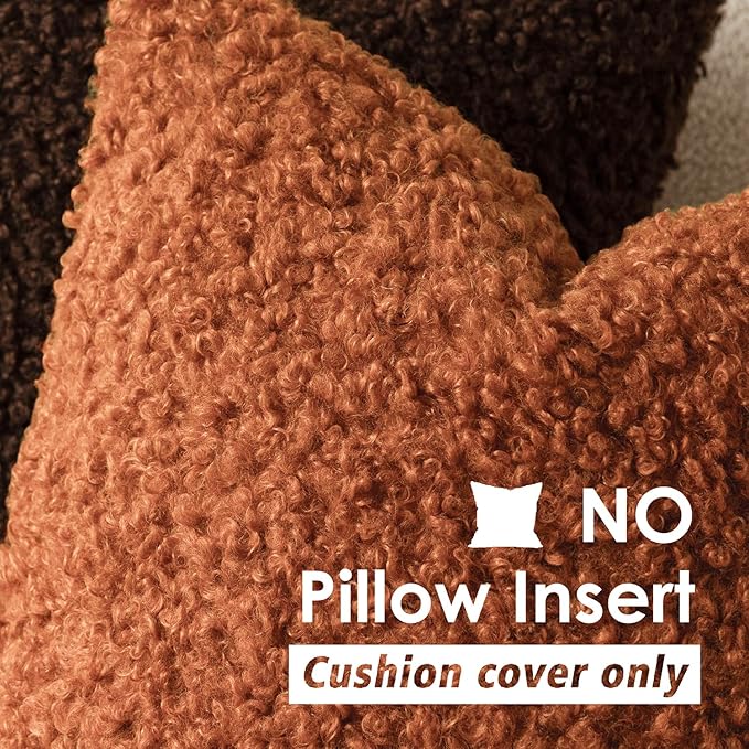 Foindtower 2 Pieces 18x18 Inch Burnt Orange, Faux Fur Throw Pillow Cover Accent - Image 3