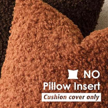 Foindtower 2 Pieces 18x18 Inch Burnt Orange, Faux Fur Throw Pillow Cover Accent - Image 3
