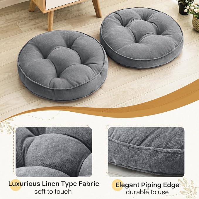 Floor Pillow Set of 2, Memory Foam Floor Cushions - Image 3