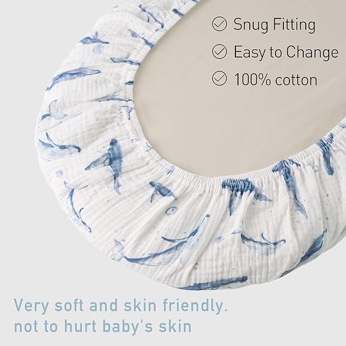 Muslin Bassinet Fitted Sheets, 2 Pack - Image 5
