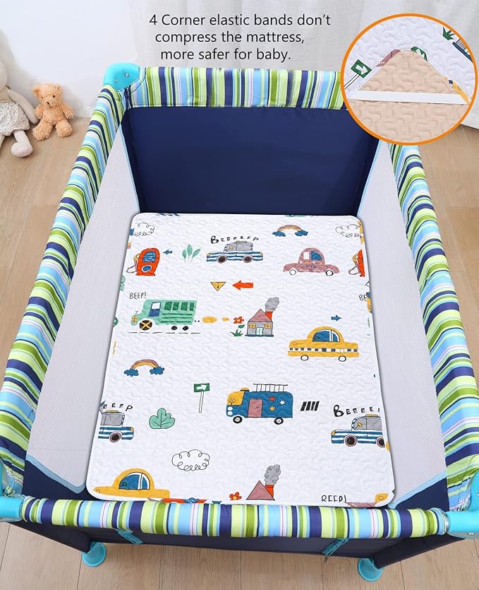 Padded Pack n Play Sheets Breathable Thick Pack and Play Mattress Protector - Image 4