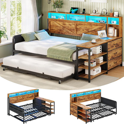 viagdo daybed with pop up trundle, farmhouse wooden, main product view