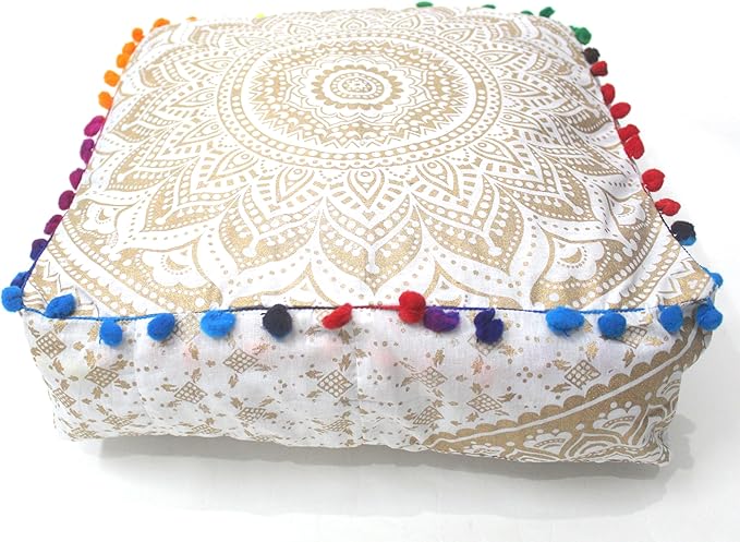 CRAFT KALA 24" Square Large Hippie Mandala Meditation Floor Ottoman Pillow - Image 7