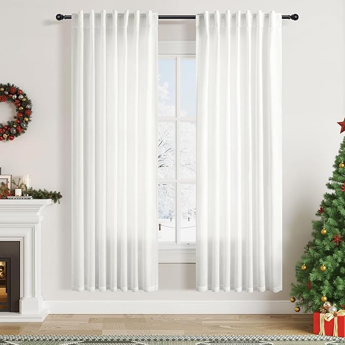 Nanspring Ivory Curtains 80 Inches Length by Nanspring
