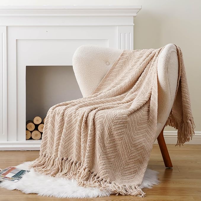 BATTILO HOME Beige Throw Blanket - Image 5