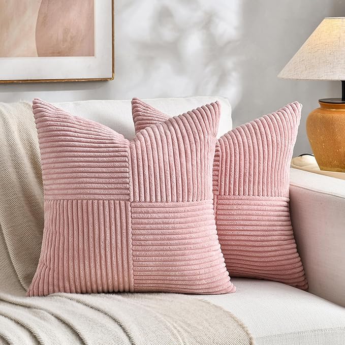 Fancy Homi 2 Packs Blush Pink Decorative Throw Pillow Covers 18x18 Inch by Fancy+Homi