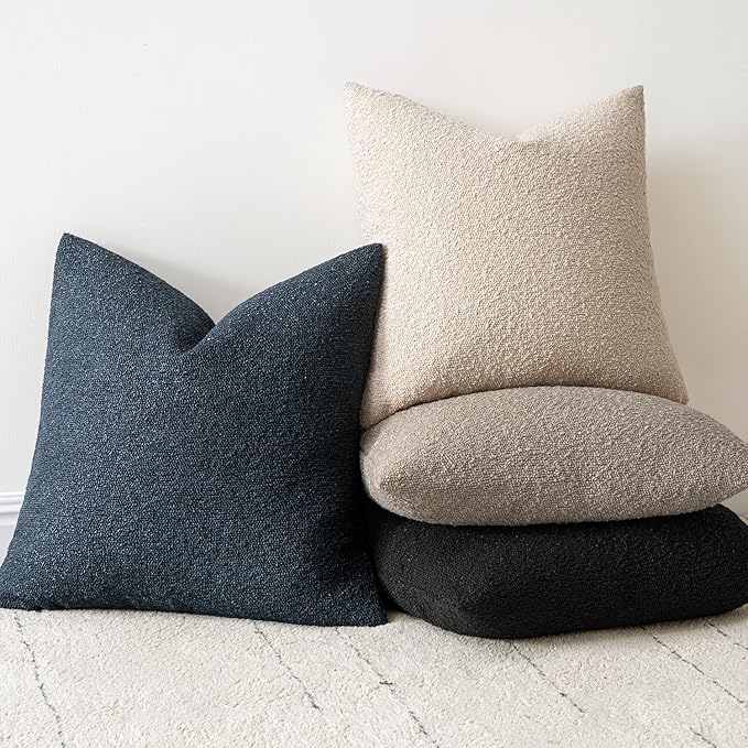Woaboy Pack of 2 18x18 Inch Decorative Boucle Throw Pillow Covers Textured - Image 4