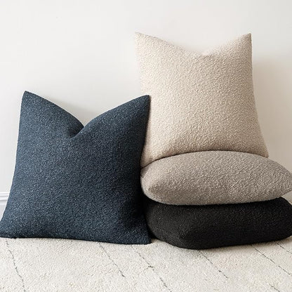 Woaboy Pack of 2 18x18 Inch Decorative Boucle Throw Pillow Covers Textured - Image 4