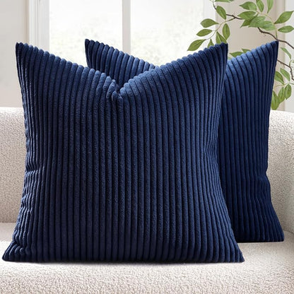 MIULEE Winter Pack of 2 Corduroy Soft Soild Decorative Square Throw Pillow by MIULEE