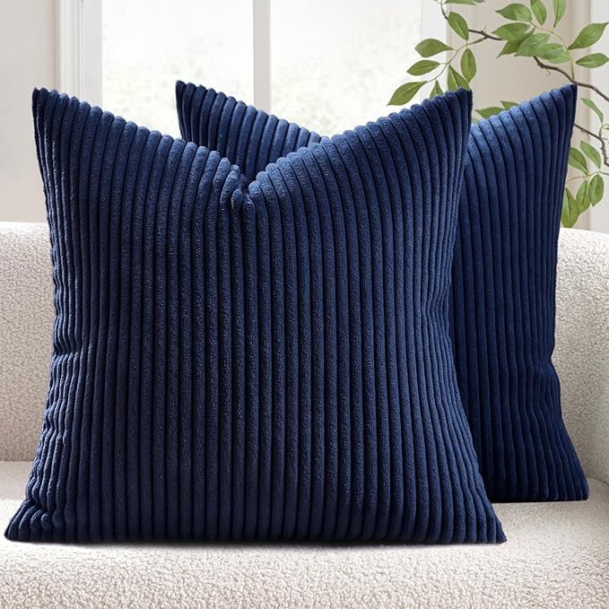 MIULEE Winter Pack of 2 Corduroy Soft Soild Decorative Square Throw Pillow by MIULEE