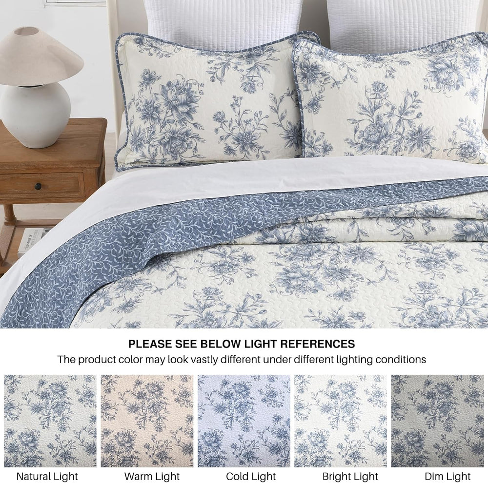 DDUOXIN Botanical Oversized Queen Bedspread - 102W x120L 100% Cotton Quilt