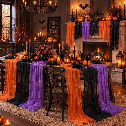 Moukeren 6 Pack Halloween Cheesecloth Table Runner Halloween Party Decor