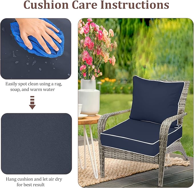 Waterproof Outdoor Chair Cushion Set of 2, Outdoor Cushions - Image 7