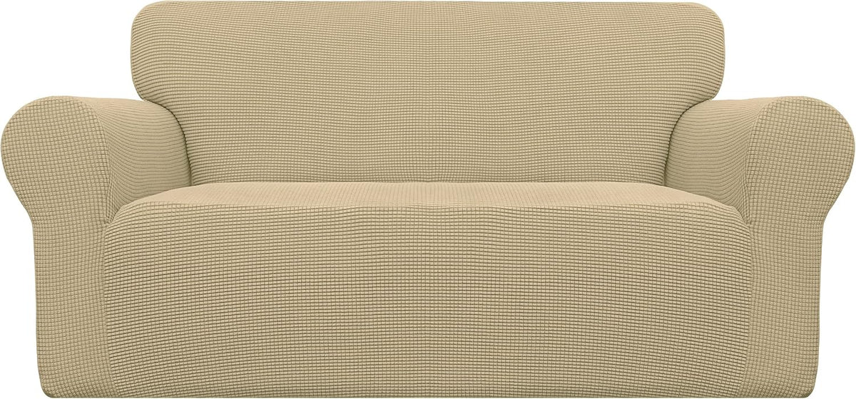 easy-going stretch oversized loveseat couch covers washable beige, main product view