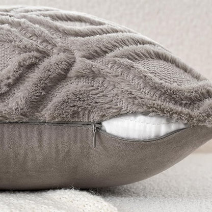 MIULEE Dark Grey Throw Pillow Covers 20x20 Inch, Soft Winter Plush Faux Wool - Image 4