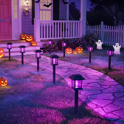 Greluna Solar Lights Outdoor,12 Pack Purple Waterproof Auto On/Off Solar Pathway Lights for Your Garden, Landscape, Path, Yard, Patio, Driveway,Walkway Halloween Decor