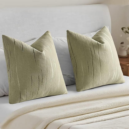 HAUSSY Olive Green Throw Pillow Covers 16x16 Inch Set of 2, Boho Embossed - Image 6