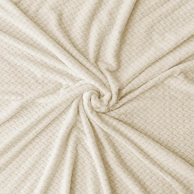 Oversized King Fleece Blanket 120x120 Inches, Seamless Soft Cozy 3D Jacquard - Image 4