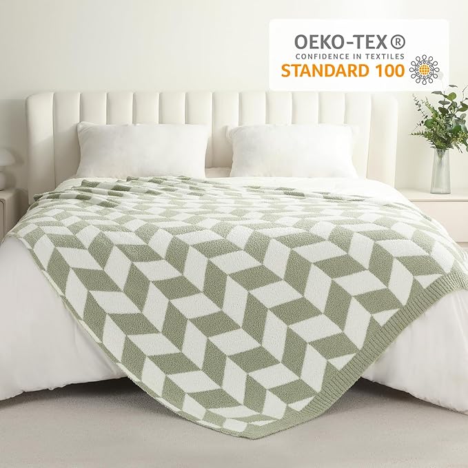 Snuggle Sac Sage Green Bedding Blankets Twin Size, Super Soft Warm Blankets - Image 2