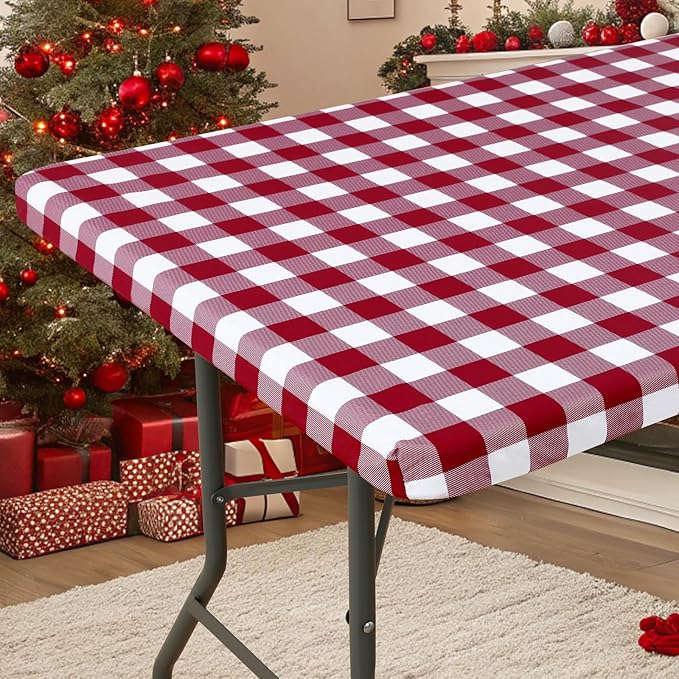 Smiry Rectangle Picnic Table Cloth, Elastic Waterproof Fitted Vinyl Tablecloths by Smiry